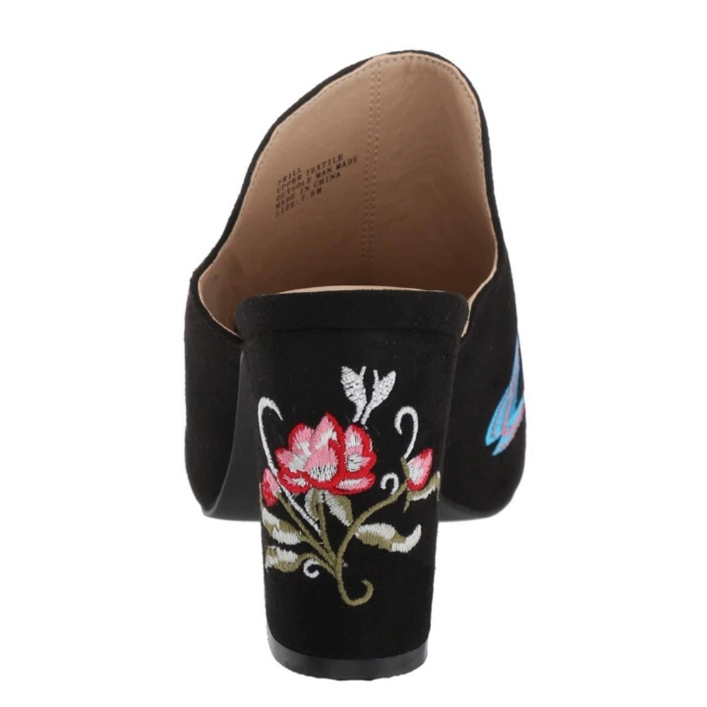 New Matisse black velvet embroidered rose mules 10 - Picture 6 of 6